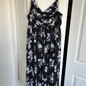 Floral Black and Blue Maxi Dress